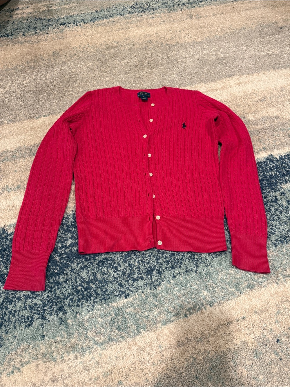 Girls Ralph Lauren Pink Cable-Knit Button Cardigan color fuchsia  size 16